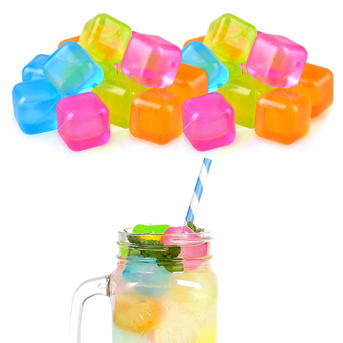 40 Ct Reusable Plastic Ice Cubes Refreezable Color Drink No Melting Cube Whiskey