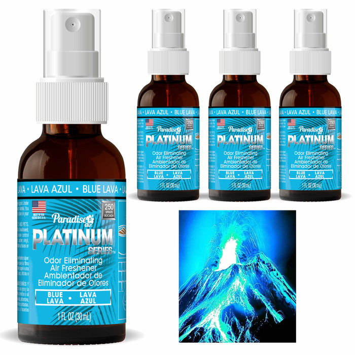 4 Paradise Platinum Air Freshener Spray Odor Eliminate Fragrance Scent Blue Lava