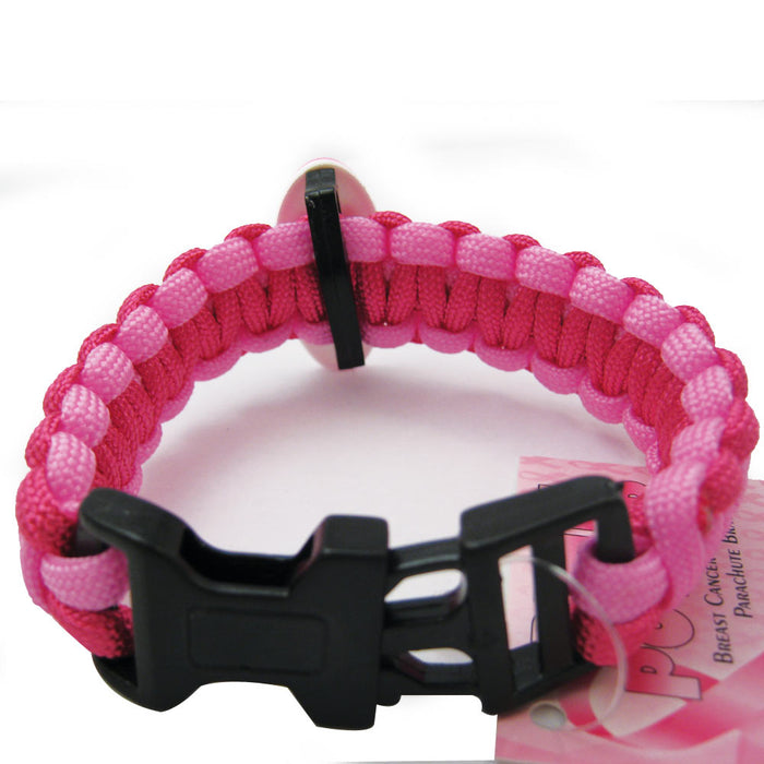 1 Womens Breast Cancer Awareness Bracelet Pink Ribbon Emblem Paracord Lanyard