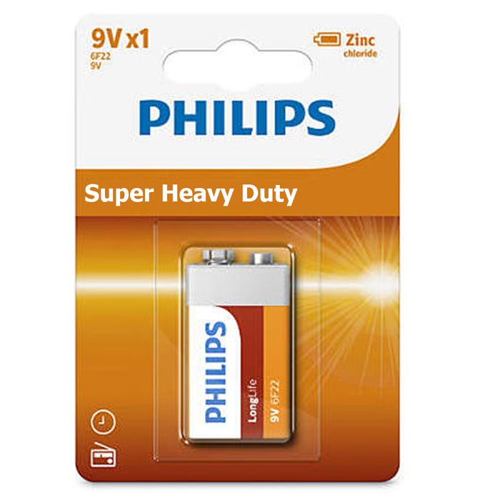 6 Pc Batteries Philips 9V 9 Volt Super Heavy Duty Battery 6F22 Made Usa Exp 2022