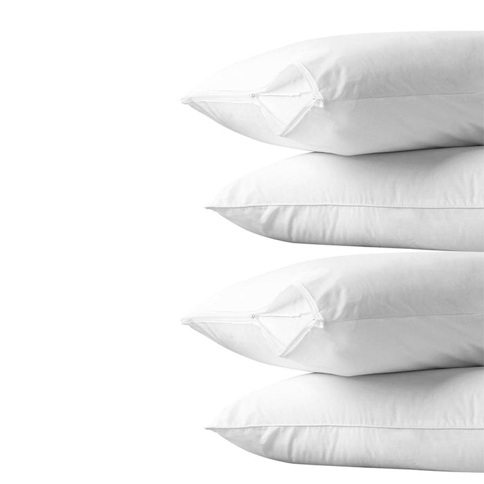 4PC Premium Fabric Zippered Pillow Cover Deluxe Luxurious Bed Bug Protector Case