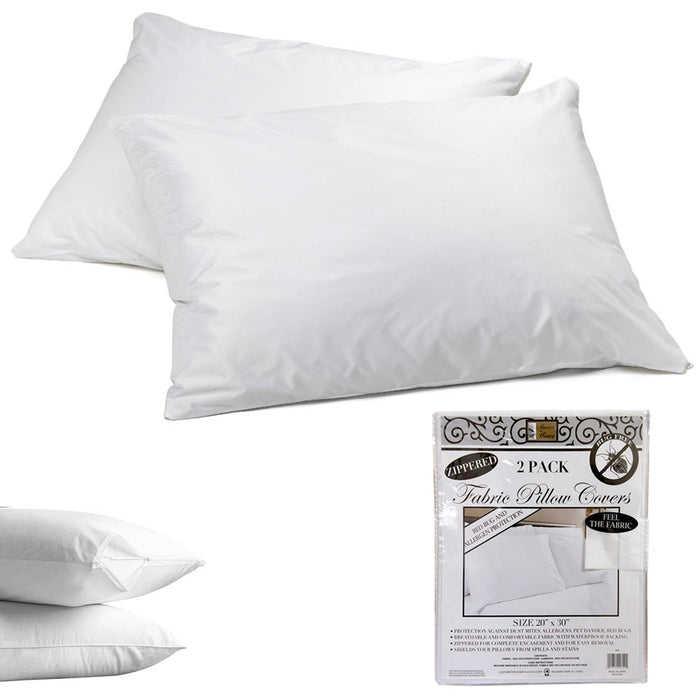 2 Pack Zippered Pillow Cases Bed Bug Proof Encasement Hotel Pillow Cover Bedding