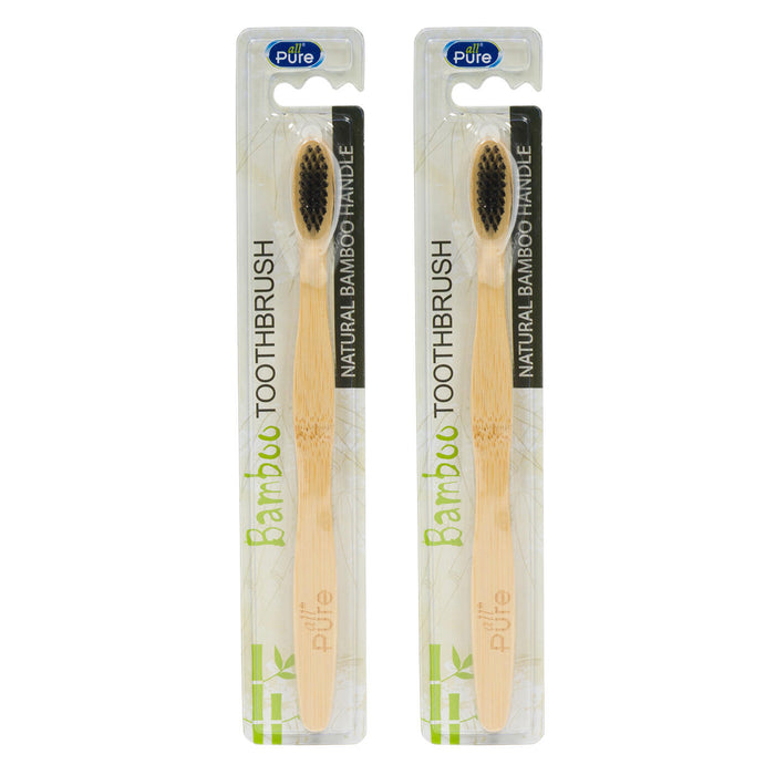 2 Pc Natural Bamboo Toothbrush Eco Dental Oral Care Brush Soft Bristle Handle