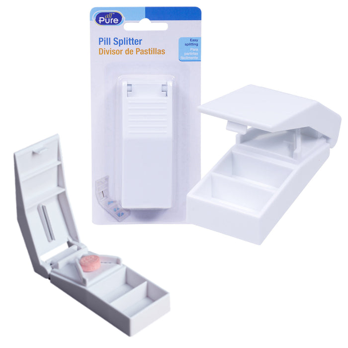 1 Pc Pill Cutter Splitter Half Storage Compartment Box Medicine Tablet Holder