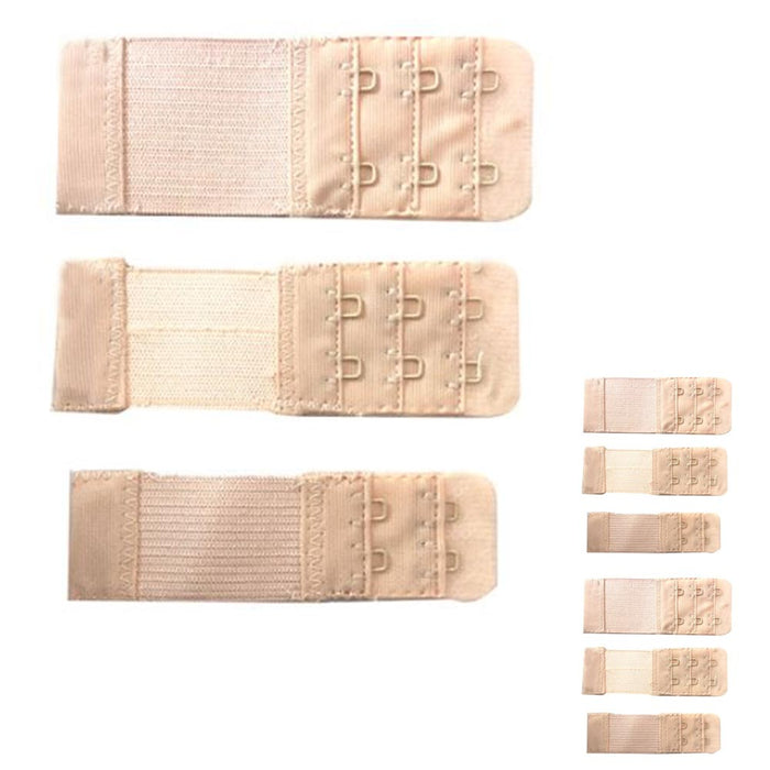 9pc Women’s Bra Extender Set 2 & 3 Hook Beige Elastic Strap Extensions Comfort