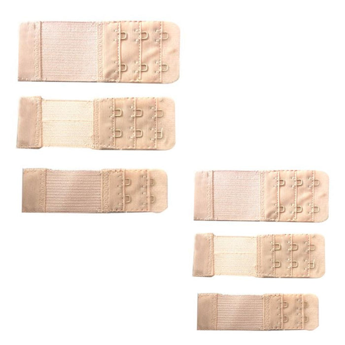 6 Women Bra Extenders 2 Hook 3 Hook Soft Stretchy Back Bra Extension Strap Beige