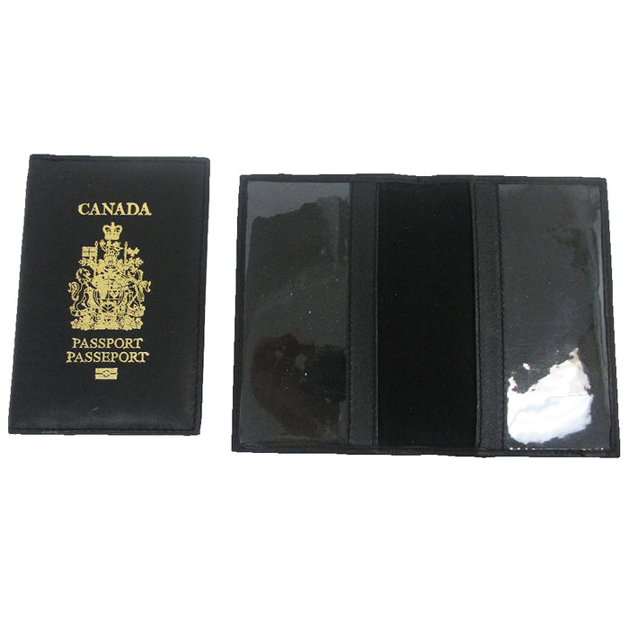 Canada Genuine Leather Passport Cover Holder Black Wallet Case Card Protector