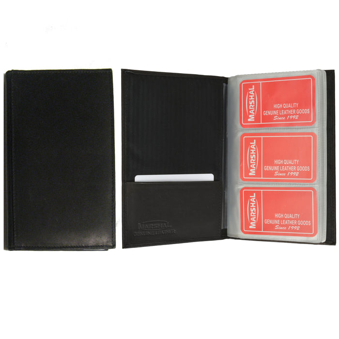 card sleeve organizer Genuine Leather Business Card Holder Organizer 120 Black Book Wallet C — AllTopBargains