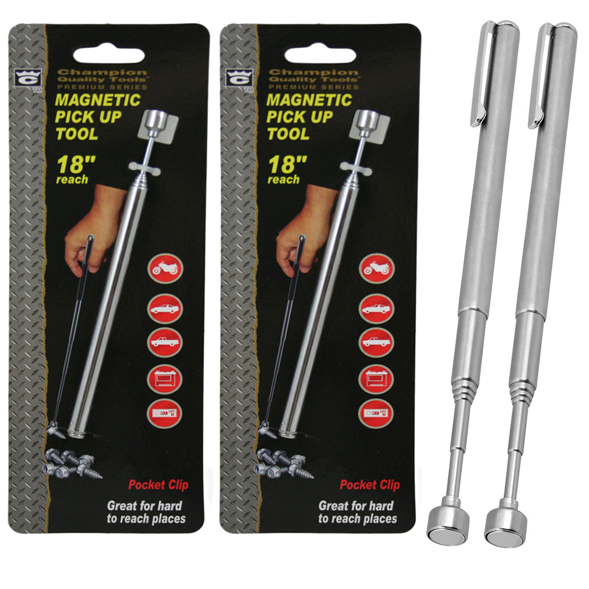 2 Pc Magnetic Pick Up Grabber Tool Telescoping Magnet Extension Retrac ...