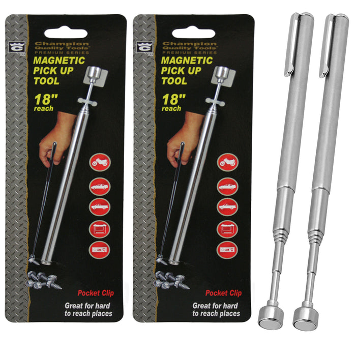 2 Pc Magnetic Pick Up Grabber Tool Telescoping Magnet Extension Retractable 18"