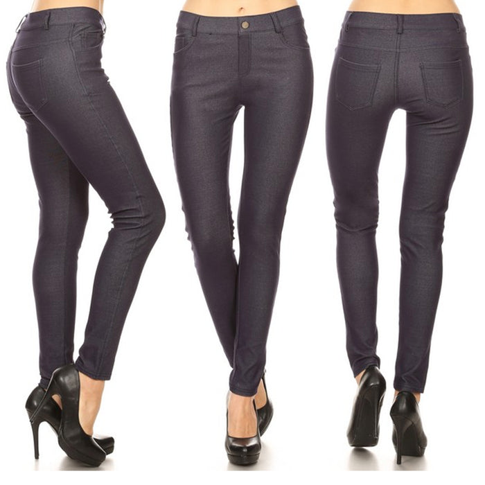 1 Women Skinny Sexy Jeggings Slimming Leggings Faux Denim Jeans Fashion Pants M