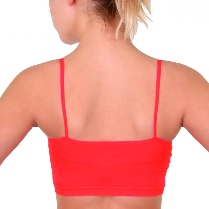 Seamless Cami Bra Crop Top Spaghetti Straps Tank Camisole Sports Yoga Gym Red