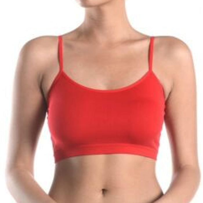 Seamless Cami Bra Crop Top Spaghetti Straps Tank Camisole Sports Yoga Gym Red