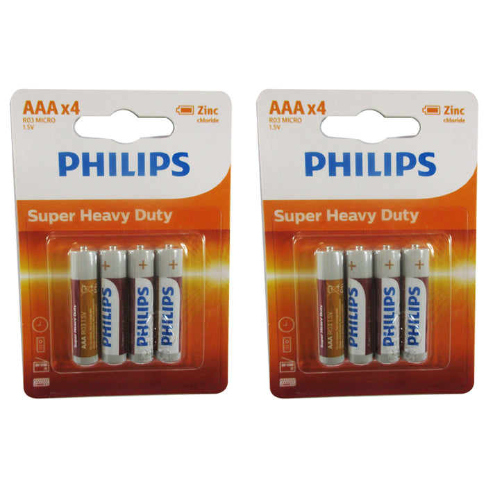 40 Philips R03P AAA 1.5V Super Heavy Duty Battery Carbon-Zinc Triple A Batteries