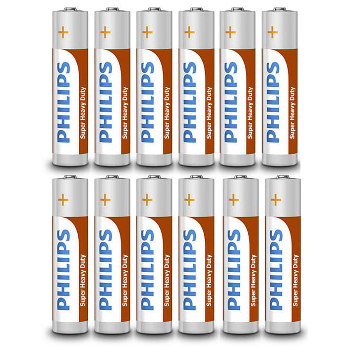 12 Pcs Philips Batteries AAA R03P 1.5V Zinc Chloride Battery Toys Remote Control