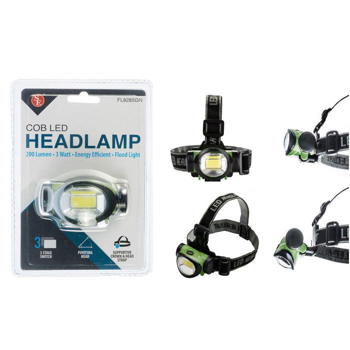 2 Pack LED Headlamp Adjustable Strap 3 Mode Headlight Waterproof Walking Camping