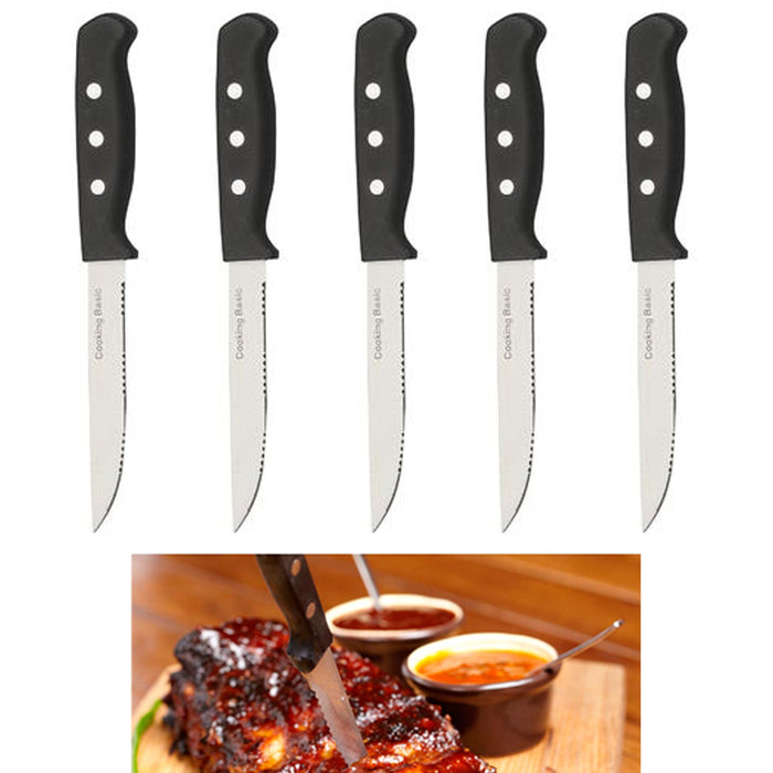 6X Steak Knife Set Serrated Edge Steel Knives Utility Steakhouse Cutlery Utensil
