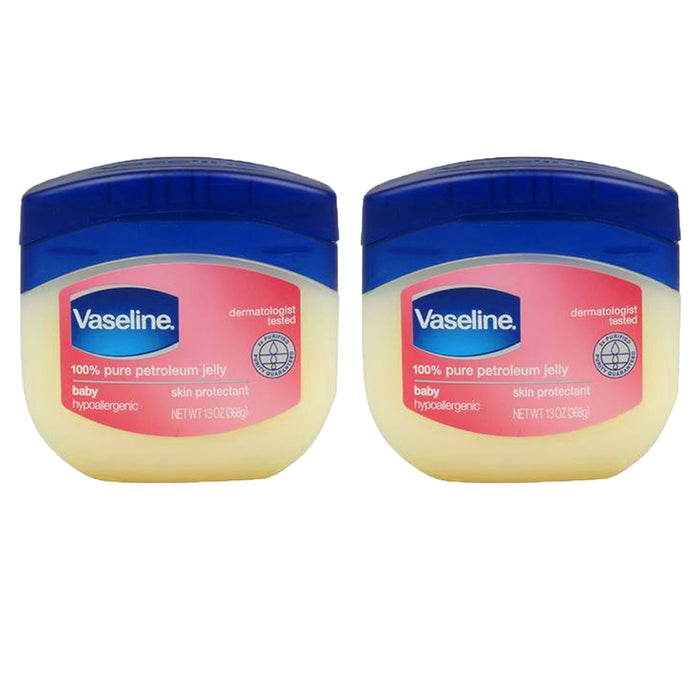 2pc Vaseline 100% Pure Petroleum Jelly Baby 13 Oz Skin Lip Balm Gloss Large Jars