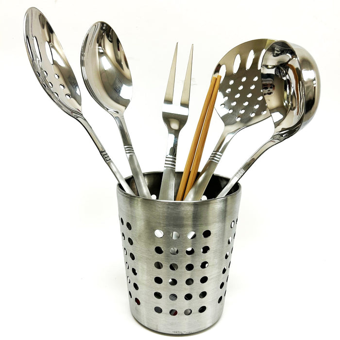 4 Set Stainless Steel Cups Kitchen Utensil Holder Utility Silverware Caddy Home