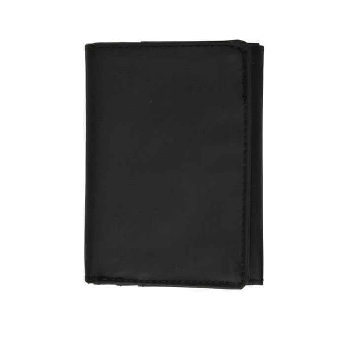 Mens Leather Trifold Wallet Thin Window Clear Pocket Bills Slots Card Case Black