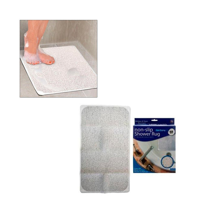 1 Shower Rug Non Slip Fast Drying Woven Bath Tub Mat 29" X 17" Adhesive Suction