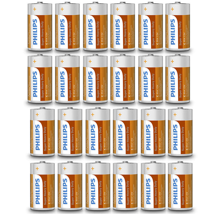 48 Philips C Size Batteries Wholesale Battery R14 1.5V Heavy Duty Carb ...