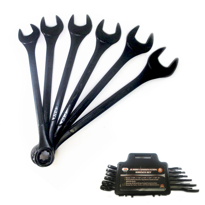6 Pc Wrench Set Jumbo Combination Huge Large Metric Big Tools Heavy Duty Kit