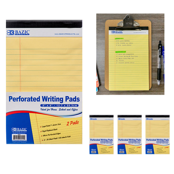 8x Legal Note Pads Perforated Ruled Writing 5" x 8" Canary Yellow 50 Sheets Each
