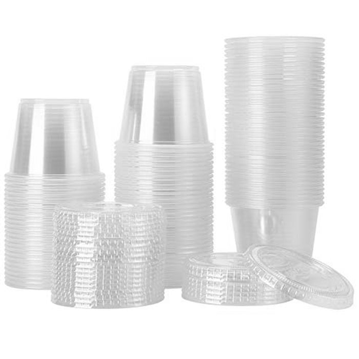 Portion Cups 2.5 oz Plastic w/ Lid Sauce Jelly Shot Glasses 200