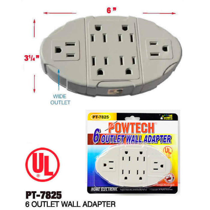 2 Pc Adapter Charging Station Plugs 6 Outlet Power Strip Wall Tap Socket Wide