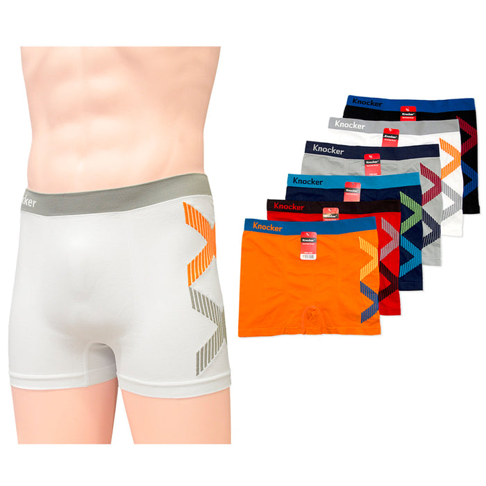 12 Men Boxer Briefs Knocker Seamless Microfiber Underwear Wholesale One  Size New