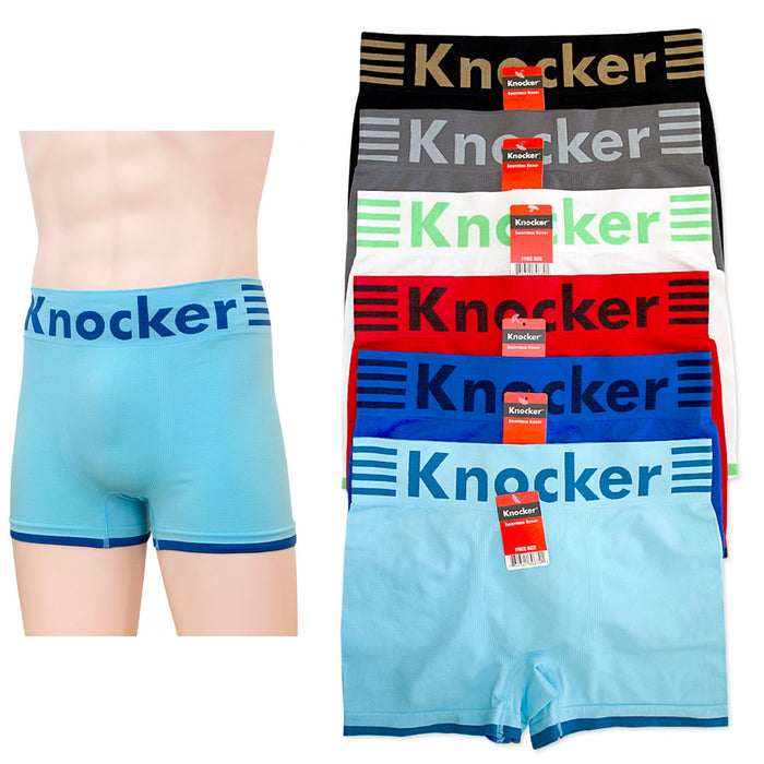 12 Men Boxer Briefs Knocker Seamless Microfiber Underwear Wholesale One Size New