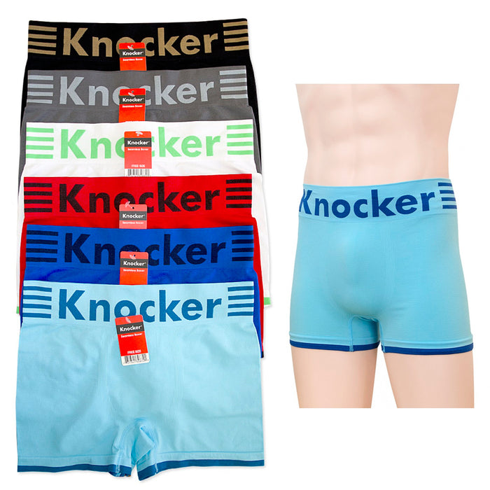 12 Men Boxer Briefs Knocker Seamless Microfiber Underwear