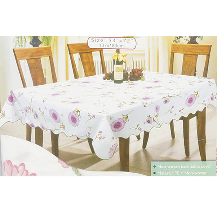 1 White Floral Rectangle Tablecloth 54"X72" Design Table Cover Party Wipe Clean