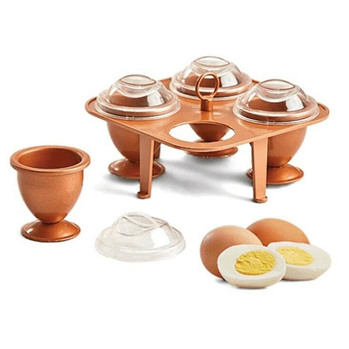 5pc Set Copper Egg Poacher Maker Non-Stick Cup Boiler Saucepan Cookware with Lid