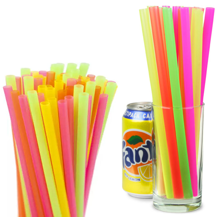 200 Neon Drinking Straws Party Milkshake Smoothie Plastic Colors Home Bar Drink