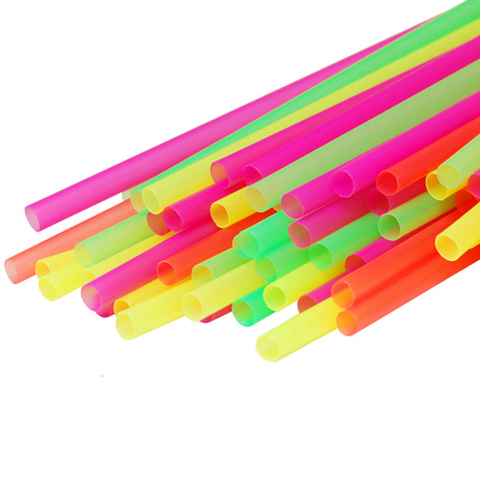 200 Neon Drinking Straws Party Milkshake Smoothie Plastic Colors Home Bar Drink