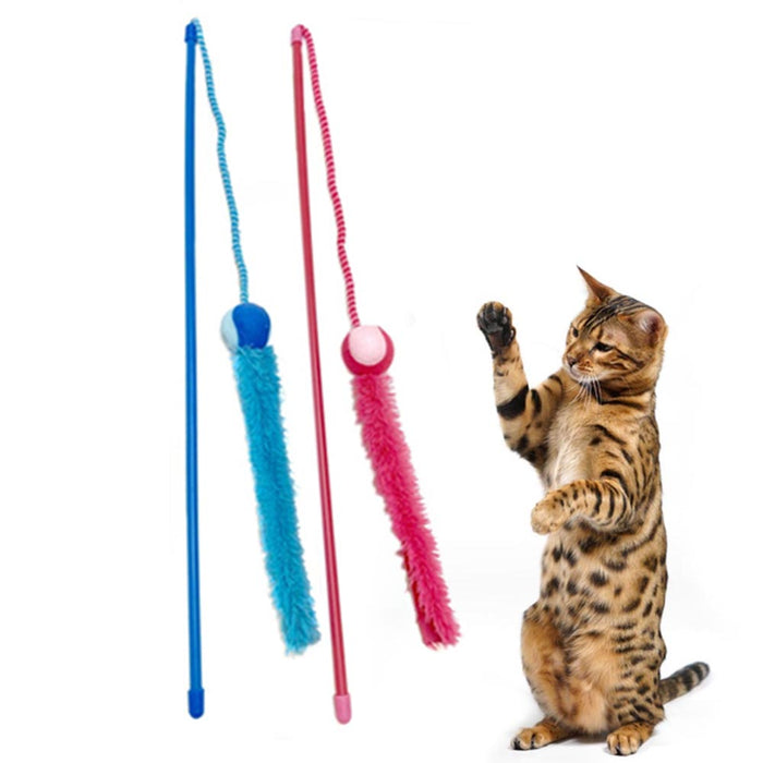 Kitten Toy Cat Wand Teaser Feather Bell Rod Fun Pet Toys Gift Interactive Play