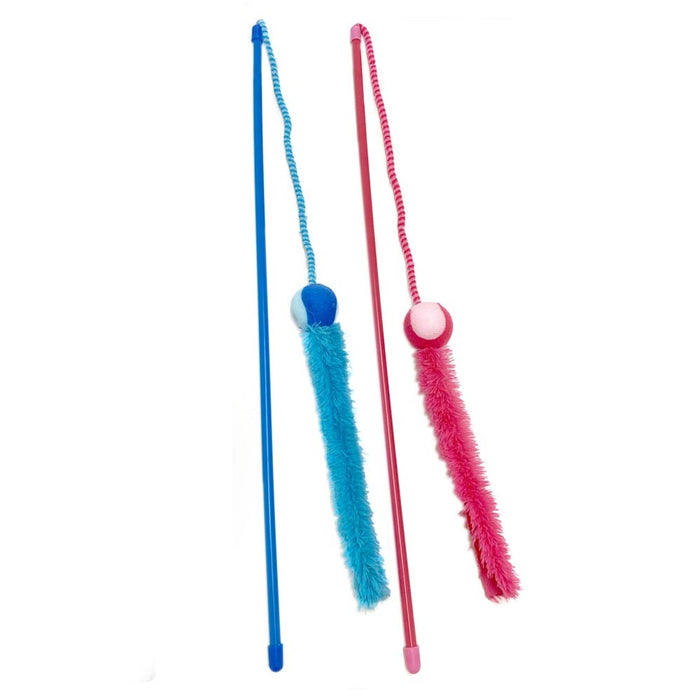 2 Interactive Cat Feather Teaser Toy Wand Tassel String Kitten Exerciser Playing
