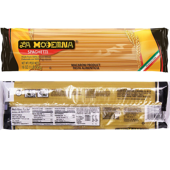 2 Pks Spaghetti Pasta Noodles Carbonara Non GMO 100% Durum Wheat La Moderna 16oz