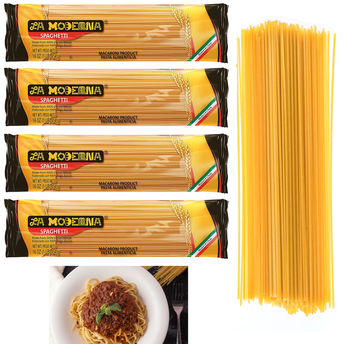 4 Pks La Moderna Spaghetti Pasta Noodles Non GMO 100% Durum Wheat Carbonara 16oz