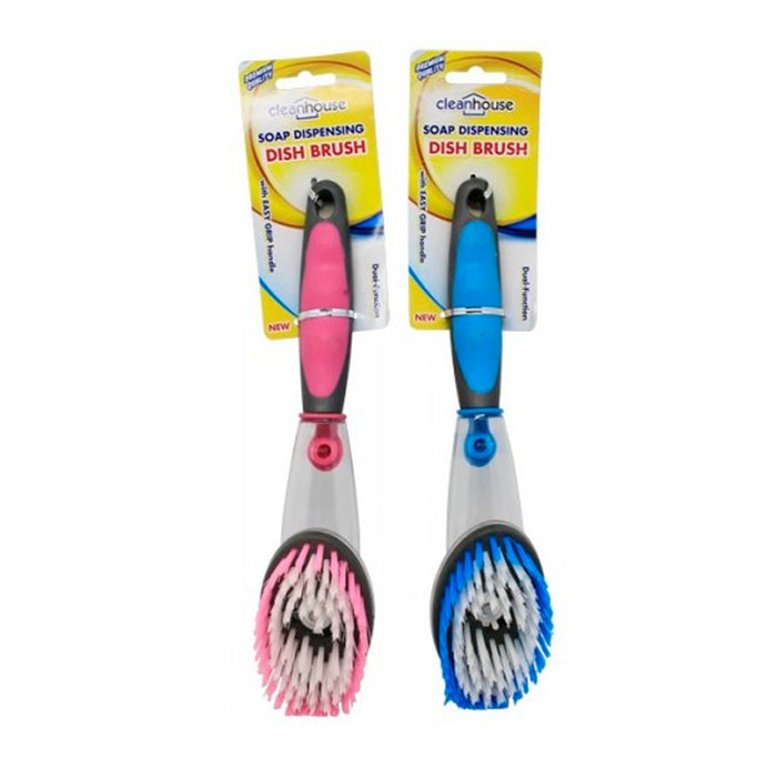 2 Dish Brush with Soap Dispenser Scrubber Kitchen Scrub Pots Pans