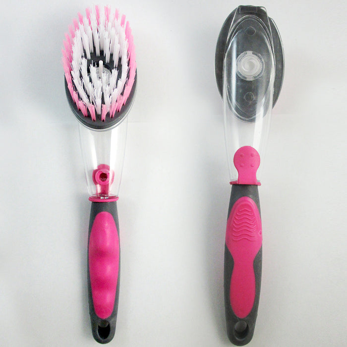 2 Dish Brush with Soap Dispenser Scrubber Kitchen Scrub Pots Pans