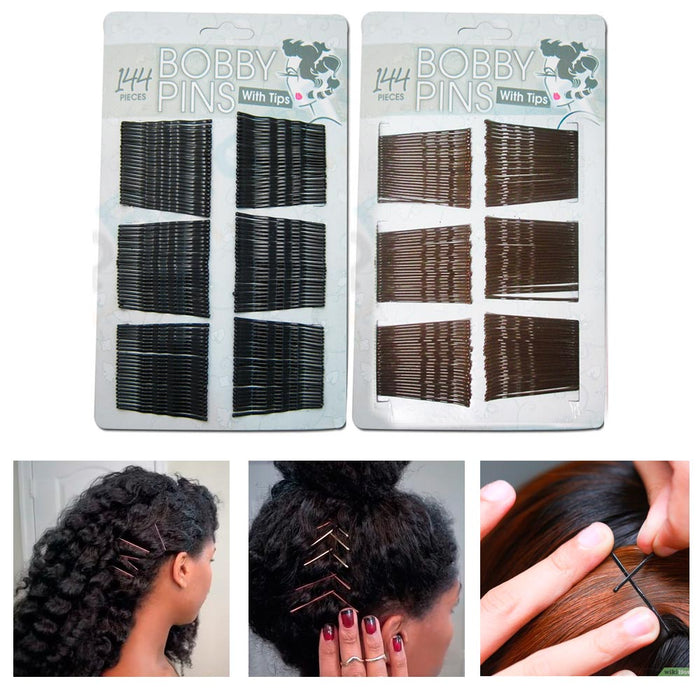 144 Pcs Fashion Hair Styling Bobby Pins Ladies Girls Clips Grips Salon Black New