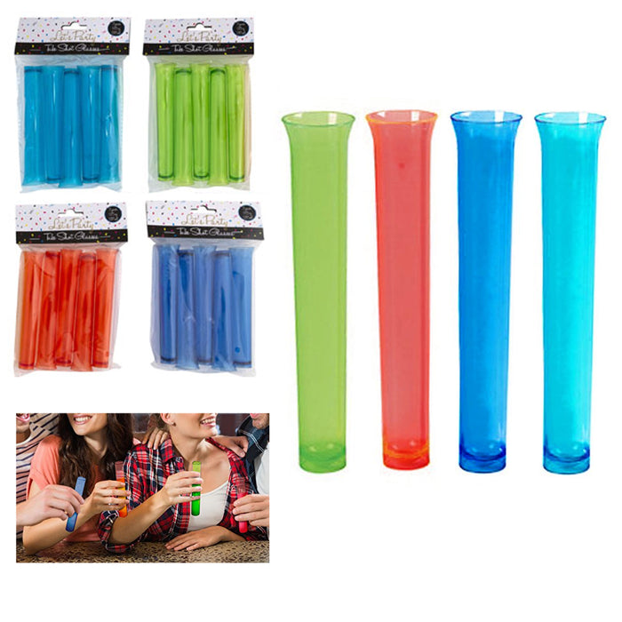 20 Pc Plastic Test Tube Shot Glasses Bar Shatter Proof Drinking Party Set Colors