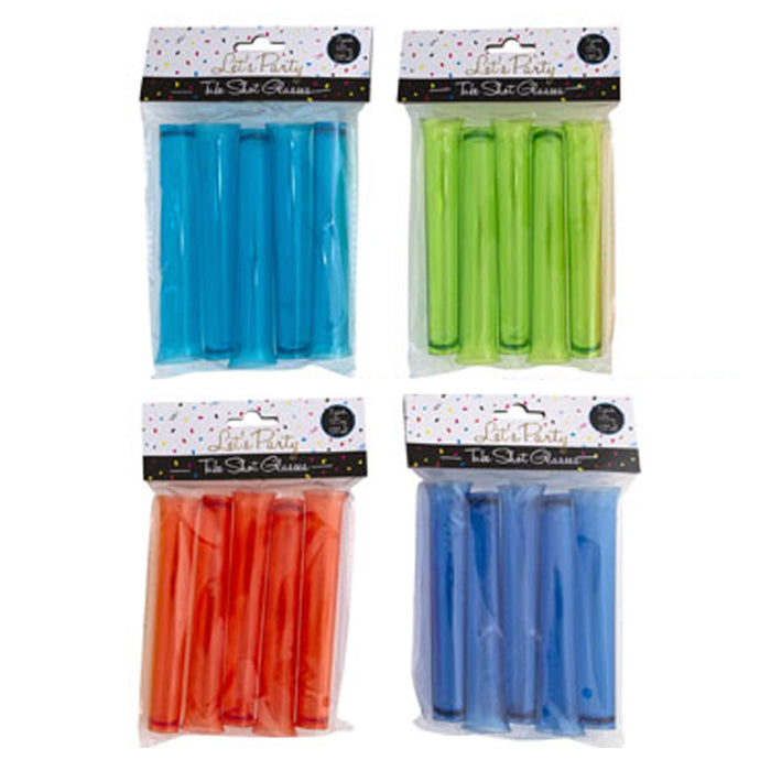 20 Pc Plastic Test Tube Shot Glasses Bar Shatter Proof Drinking Party Set Colors