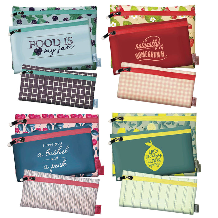 6 Pc Zippered Storage Bags Reusable Fabric Fresh Snack Veggie Fruit Food Savers