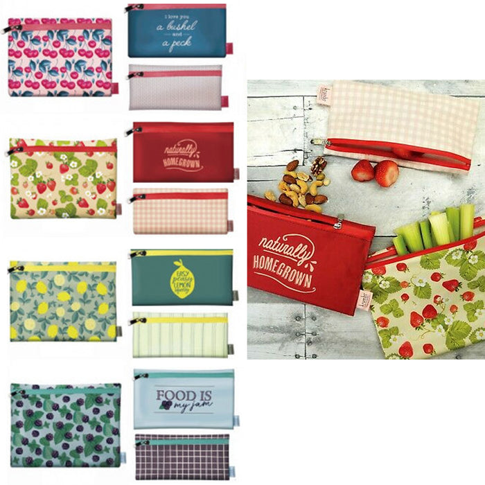 6 Pc Zippered Storage Bags Reusable Fabric Fresh Snack Veggie Fruit Food Savers