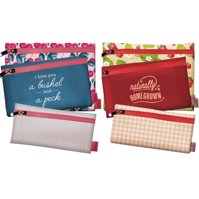 6 Pc Zippered Storage Bags Reusable Fabric Fresh Snack Veggie Fruit Food Savers