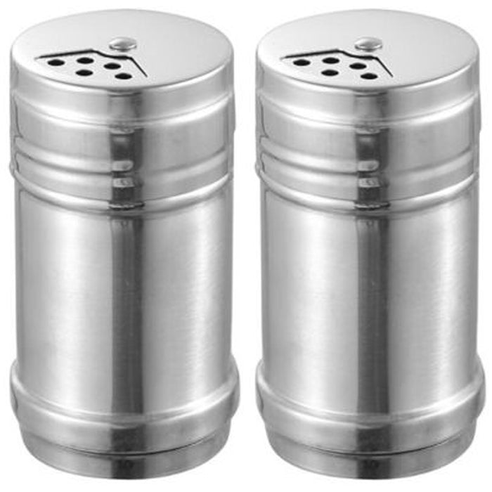 2 Pc Salt and Pepper Shakers Set Stainless Steel Metal Shaker Spice Containers